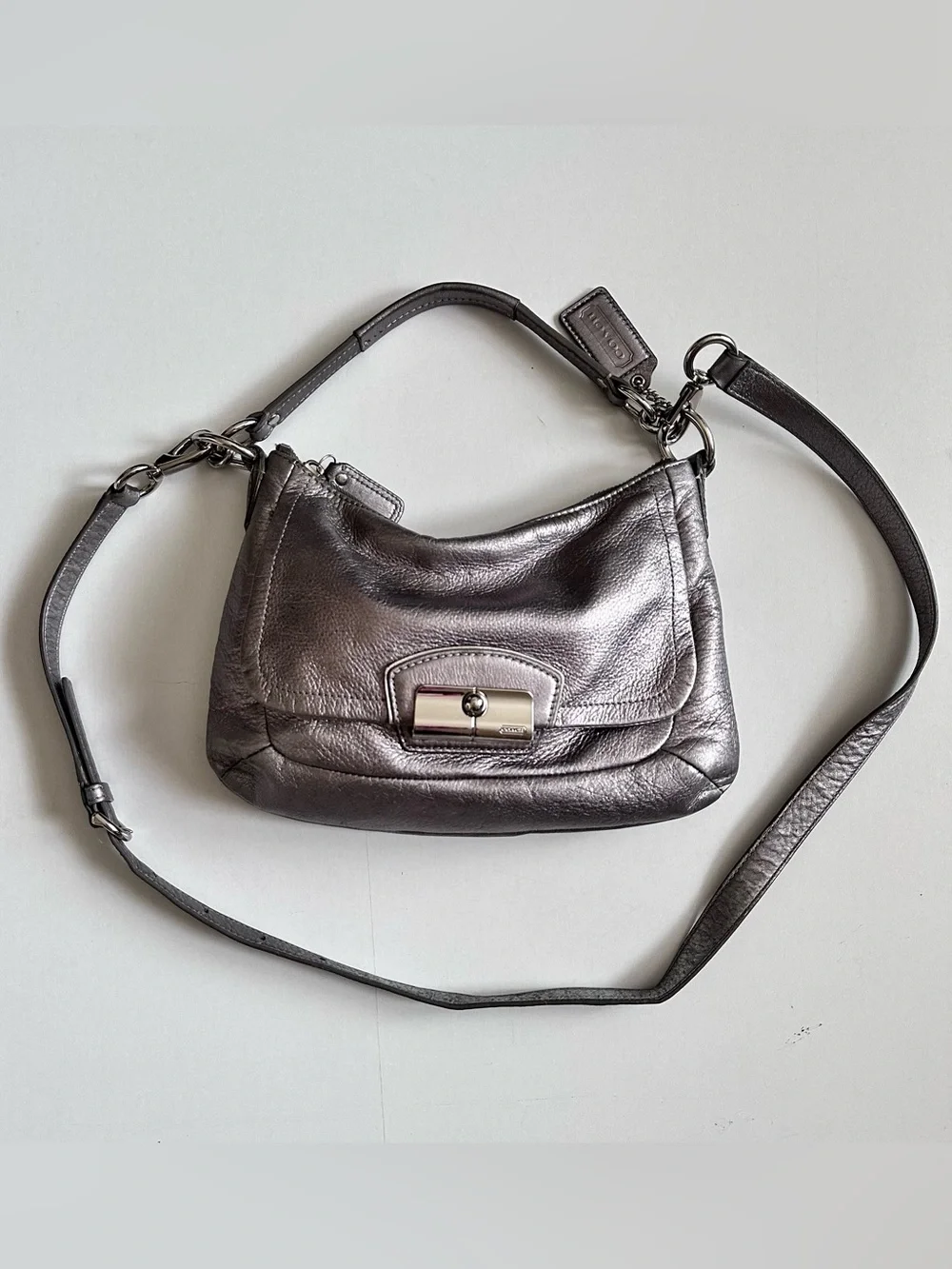 Coach Kristen Silver Metallic Hobo Bag